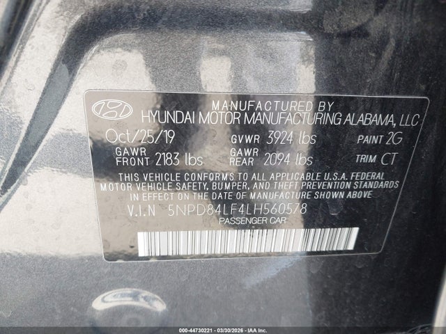 5NPD84LF4LH560578 Hyundai ELANTRA SEL