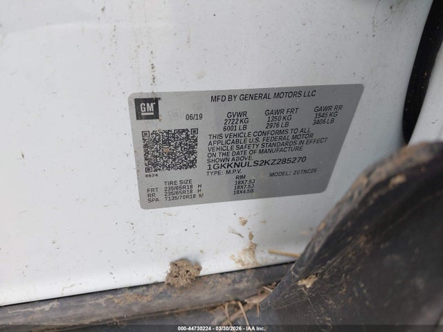 Продаж на аукціоні авто 2019 Gmc Acadia Slt-1, vin: 1GKKNULS2KZ285270, номер лоту: 44730224