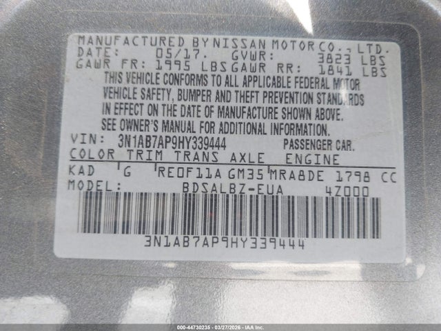 3N1AB7AP9HY339444 Nissan SENTRA S