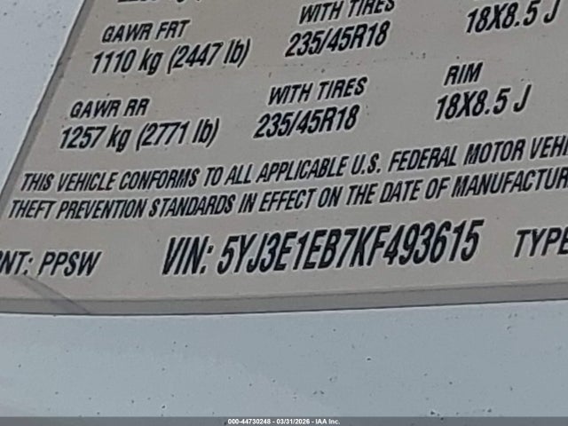 Tesla Model 3 Long Range/performance 2019 5YJ3E1EB7KF493615 Image 9