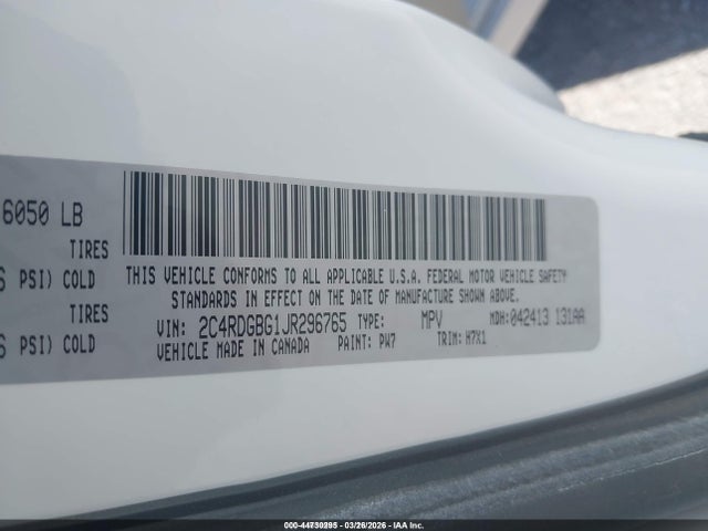 2C4RDGBG1JR296765 Dodge Grand Caravan Se