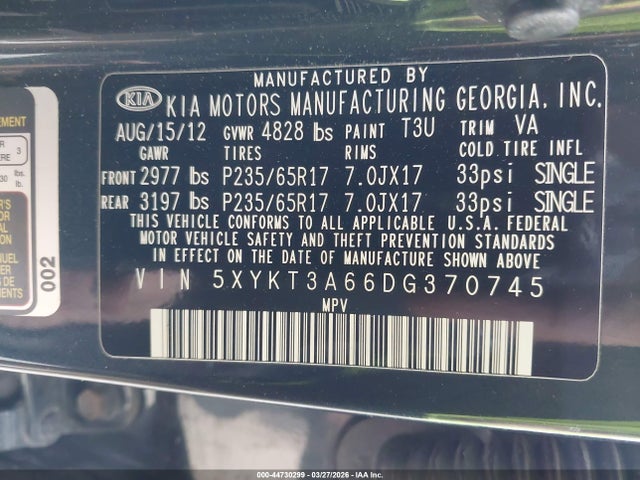 2013 KIA SORENTO 5XYKT3A66DG370745 Photo 8