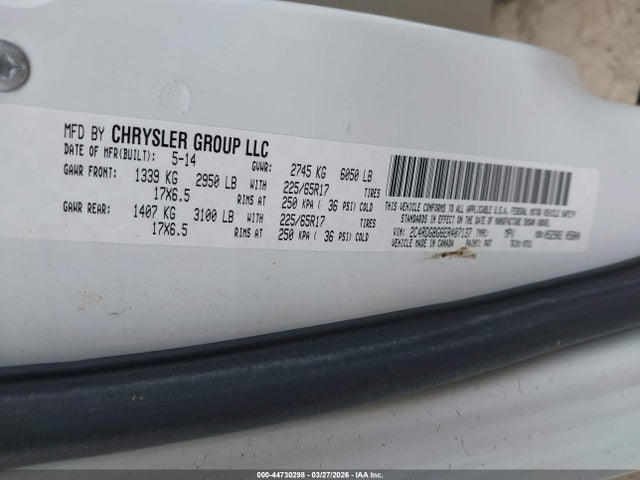 Aukcja sprzedaży 2014 Dodge Grand Caravan Se, vin: 2C4RDGBG6ER407137, numer aukcji: 44730298