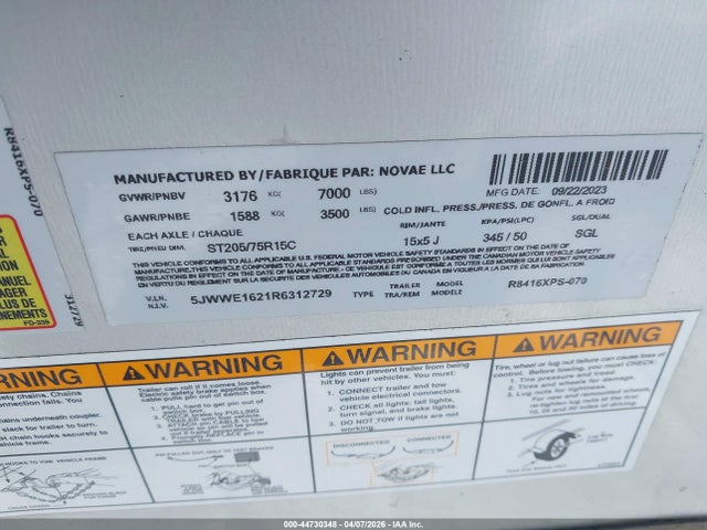 5JWWE1621R6312729 Mirage Enclosed Cargo Trail