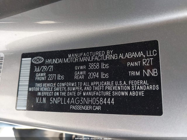 Aukcja sprzedaży 2022 Hyundai Elantra Se, vin: 5NPLL4AG3NH058444, numer aukcji: 44730378