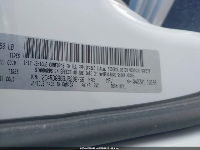 2C4RDGBG3JR296766 Dodge Grand Caravan Se