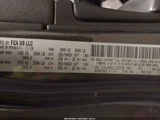 2020 JEEP GRAND CHEROKEE 1C4RJFAG6LC199769 Photo 8