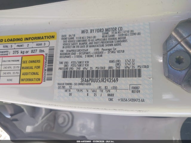 2018 FORD FUSION HYBRID 3FA6P0UU5JR243569 Photo 8