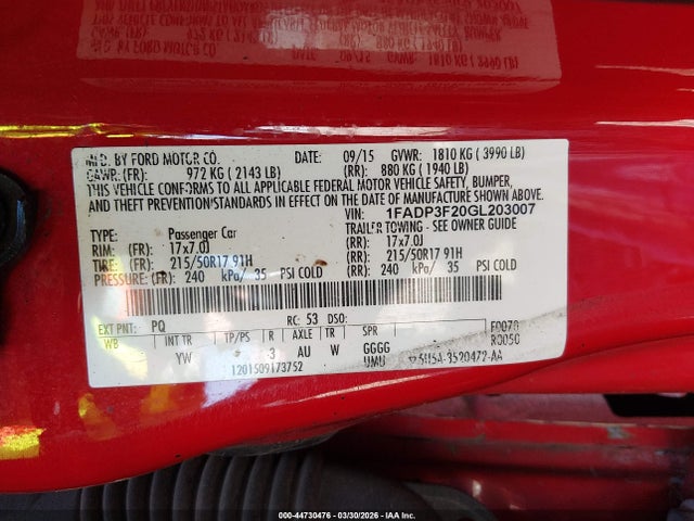 Ford FOCUS SE 2016 1FADP3F20GL203007 Image 9