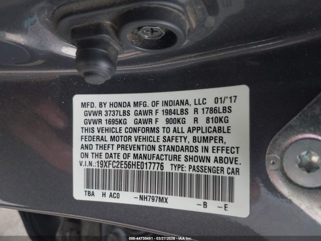 Honda Civic Lx 2017 19XFC2E56HE017776 Image 9