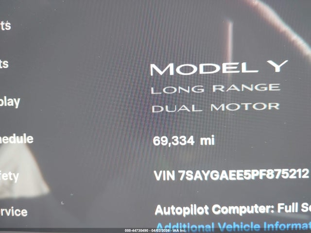 Aukcja sprzedaży 2023 Tesla Model Y Awd/long Range Dual Motor All-wheel Drive, vin: 7SAYGAEE5PF875212, numer aukcji: 44730490