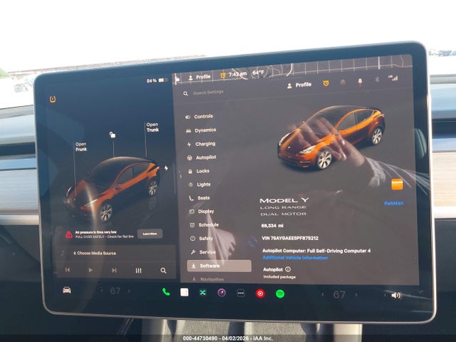 Aukcja sprzedaży 2023 Tesla Model Y Awd/long Range Dual Motor All-wheel Drive, vin: 7SAYGAEE5PF875212, numer aukcji: 44730490