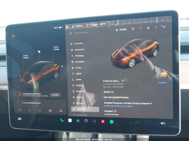 Aukcja sprzedaży 2023 Tesla Model Y Awd/long Range Dual Motor All-wheel Drive, vin: 7SAYGAEE5PF875212, numer aukcji: 44730490