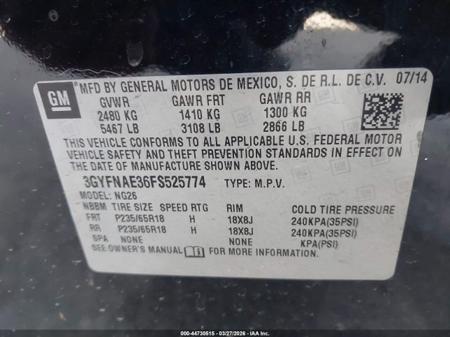 2015 CADILLAC SRX 3GYFNAE36FS525774 Photo 8