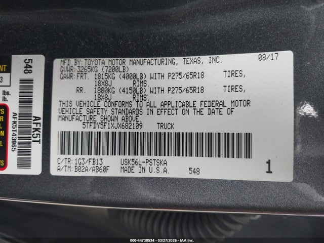 2018 TOYOTA TUNDRA 5TFDY5F1XJX682109 Photo 8