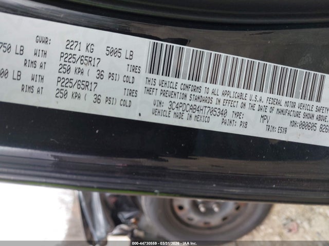 44730559 :رقم المزاد ، 3C4PDCAB4HT705340 vin ، 2017 Dodge Journey Se مزاد بيع