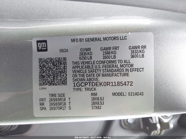 Продажа на аукционе авто 2024 Chevrolet Colorado 4wd Z71, vin: 1GCPTDEK0R1185472, номер лота: 44730570