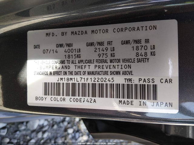 JM1BM1L71F1220245 Mazda Mazda3 I Touring