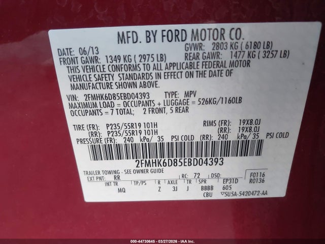 Ford Flex Limited 2014 2FMHK6D85EBD04393 Image 9