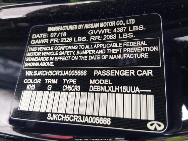 Продаж на аукціоні авто 2018 Infiniti Qx30 Luxe, vin: SJKCH5CR3JA005666, номер лоту: 44730653