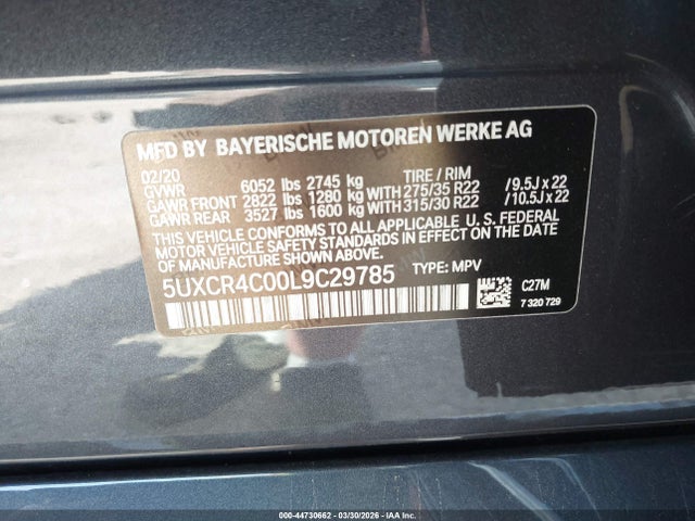 2020 Bmw X5 Sdrive40i მანქანა იყიდება აუქციონზე, vin: 5UXCR4C00L9C29785, აუქციონის ნომერი: 44730662