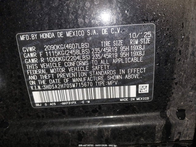 Продажа на аукционе авто 2025 Acura Adx A-spec With Advance, vin: 3HDSA2H70SM715670, номер лота: 44730703
