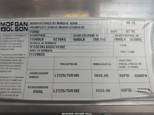 1FC3E3KL6GDC14162 Ford E-350 Stripped