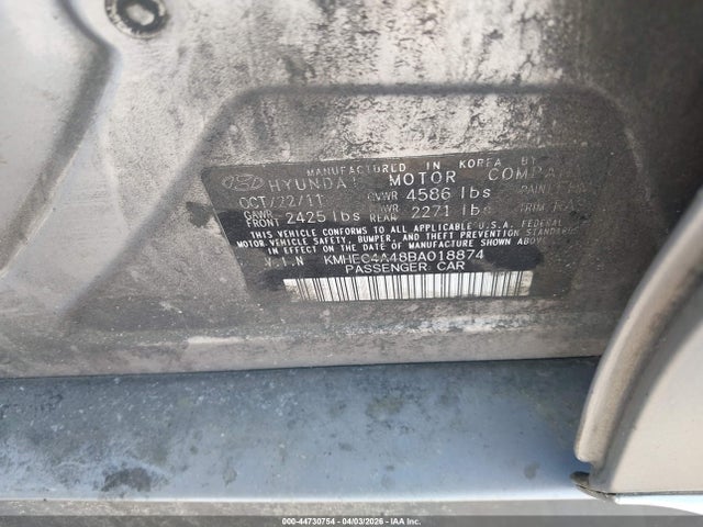 Aukcja sprzedaży 2011 Hyundai Sonata Hybrid, vin: KMHEC4A48BA018874, numer aukcji: 44730754