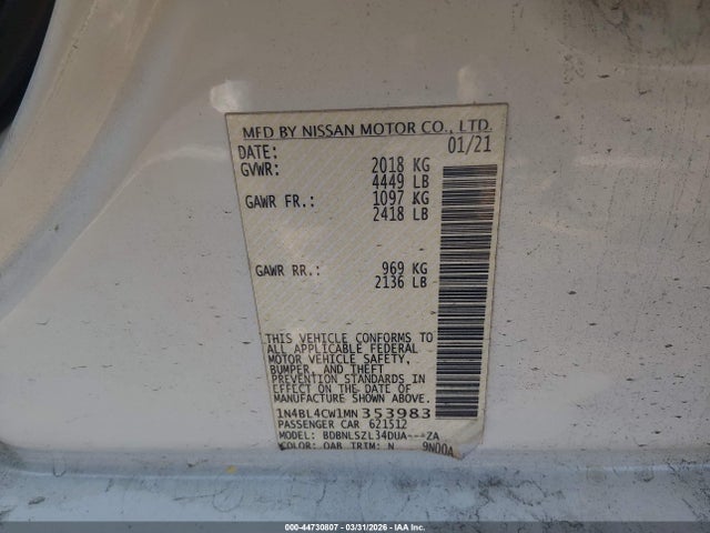 2021 NISSAN ALTIMA 1N4BL4CW1MN353983 Photo 8