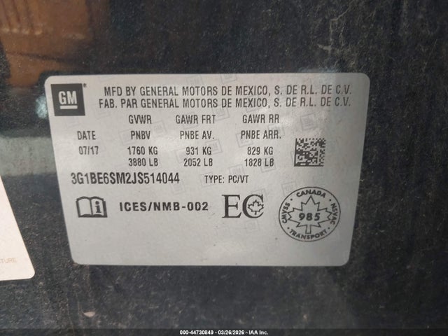 2018 CHEVROLET CRUZE 3G1BE6SM2JS514044 Photo 8