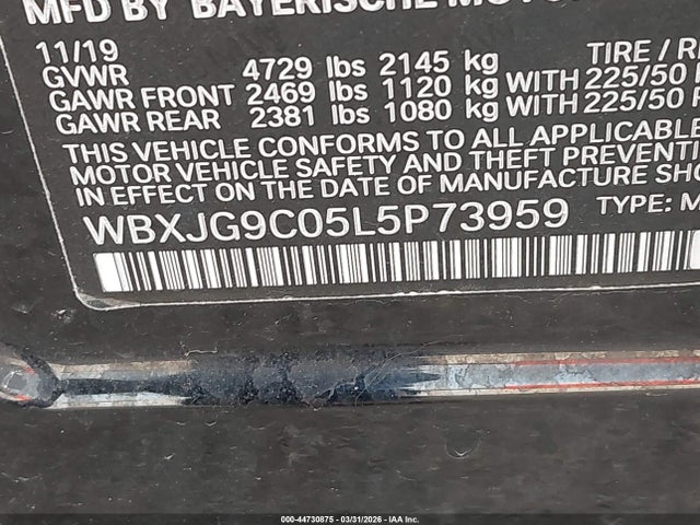 Aukcja sprzedaży 2020 Bmw X1 Xdrive28i, vin: WBXJG9C05L5P73959, numer aukcji: 44730875