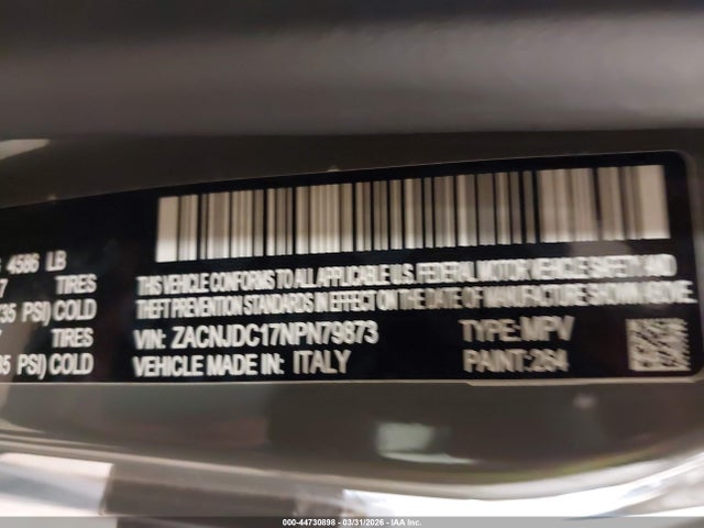 Продажа на аукционе авто 2022 Jeep Renegade Trailhawk 4x4, vin: ZACNJDC17NPN79873, номер лота: 44730898