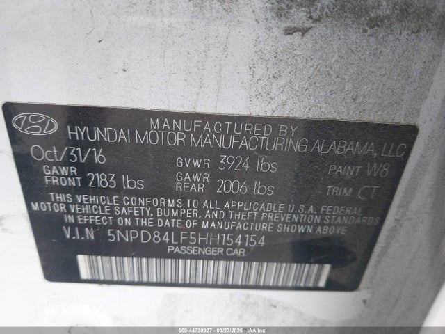 Aukcja sprzedaży 2017 Hyundai Elantra Value Edition, vin: 5NPD84LF5HH154154, numer aukcji: 44730927