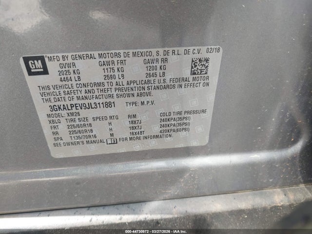 44730972 :رقم المزاد ، 3GKALPEV9JL311881 vin ، 2018 Gmc Terrain Slt مزاد بيع