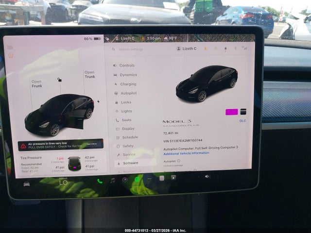 5YJ3E1EA2MF100744 Tesla Model 3 Standard Range Plus Rear-wheel Drive
