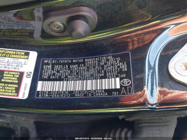 Toyota COROLLA LE 2015 2T1BURHE2FC448319 Image 9