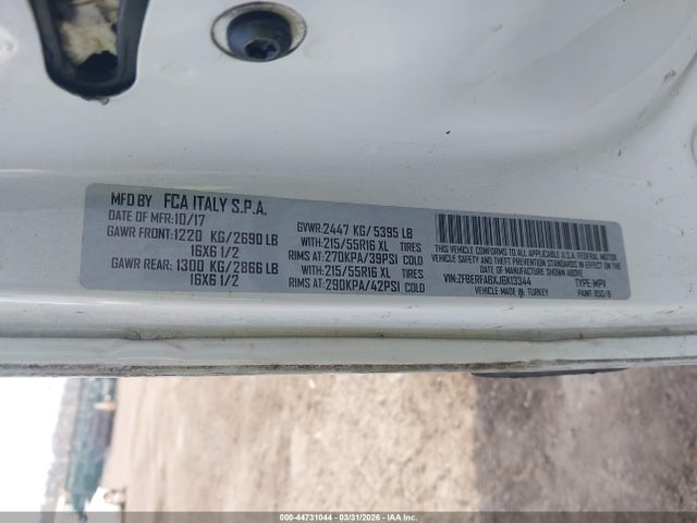 Продаж на аукціоні авто 2018 Ram Promaster City Tradesman, vin: ZFBERFABXJ6K13344, номер лоту: 44731044
