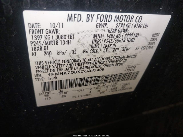2012 FORD EXPLORER 1FMHK7D8XCGA47498 Photo 8