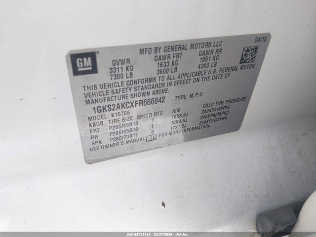 2015 Gmc Yukon Sle მანქანა იყიდება აუქციონზე, vin: 1GKS2AKCXFR666842, აუქციონის ნომერი: 44731150