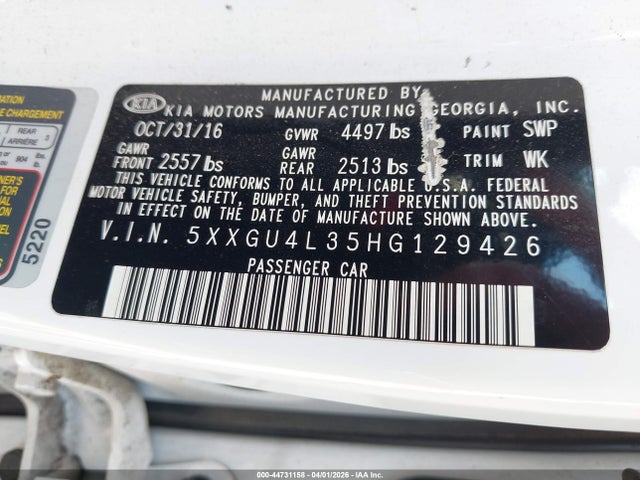 5XXGU4L35HG129426 KIA OPTIMA EX
