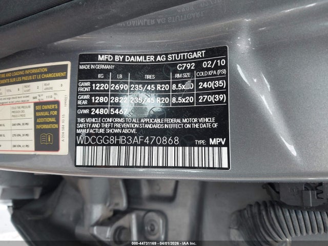 44731169 :رقم المزاد ، WDCGG8HB3AF470868 vin ، 2010 Mercedes-benz Glk 350 4matic مزاد بيع