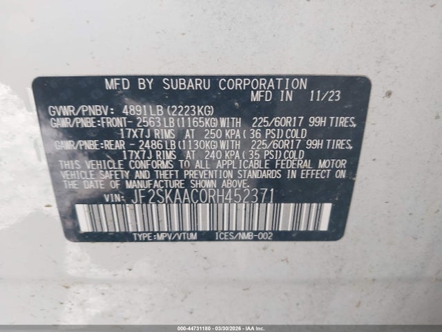 2024 SUBARU FORESTER JF2SKAAC0RH452371 Photo 8