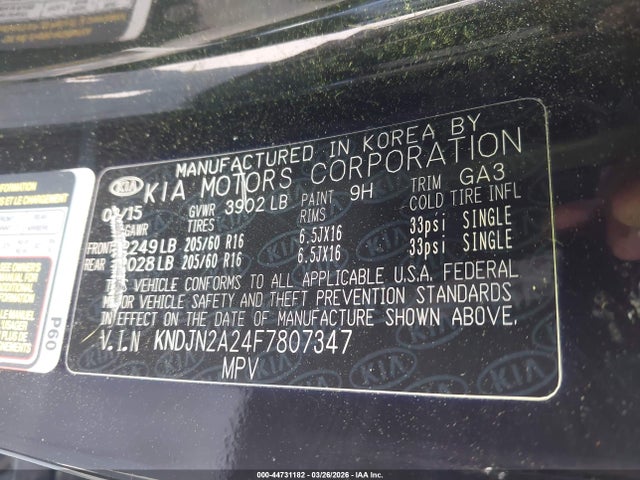 2015 KIA SOUL KNDJN2A24F7807347 Photo 8