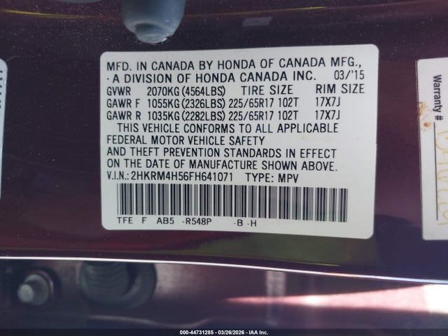2015 HONDA CR-V 2HKRM4H56FH641071 Photo 8