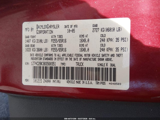 Продаж на аукціоні авто 2006 Mitsubishi Raider Ls, vin: 1Z7HC28K36S560351, номер лоту: 44731306