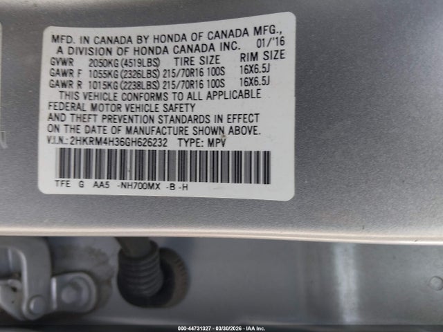 Honda CR-V LX 2016 2HKRM4H36GH626232 Image 9