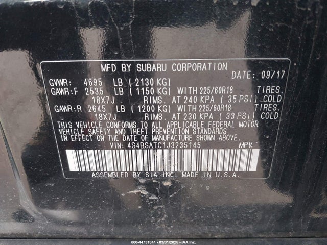 2018 SUBARU OUTBACK 4S4BSATC1J3235145 Photo 8