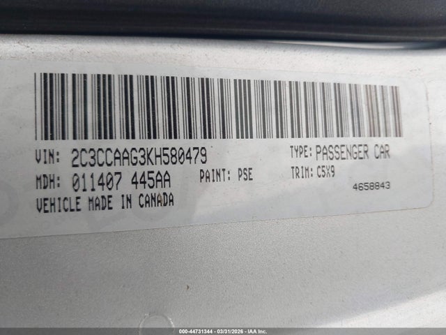 44731344 :رقم المزاد ، 2C3CCAAG3KH580479 vin ، 2019 Chrysler 300 Touring مزاد بيع