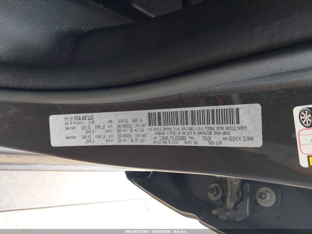 Aukcja sprzedaży 2020 Ram 1500 Laramie  4x2 5'7 Box, vin: 1C6RREJT7LN228966, numer aukcji: 44731397