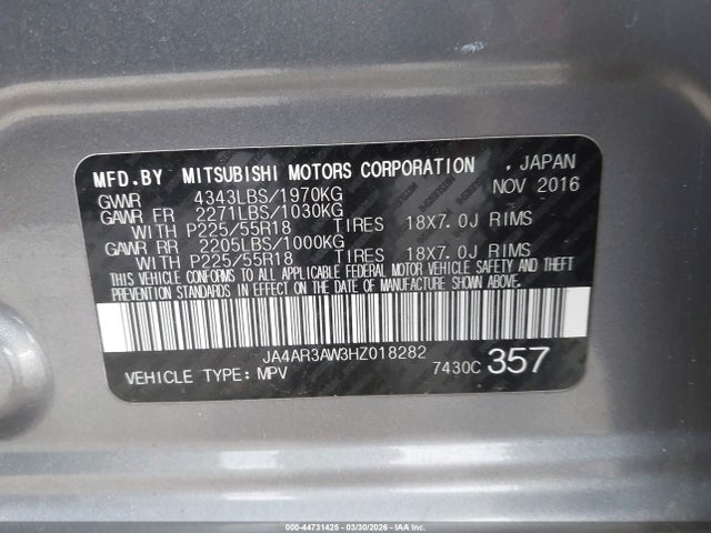 2017 MITSUBISHI OUTLANDER SPORT JA4AR3AW3HZ018282 Photo 8